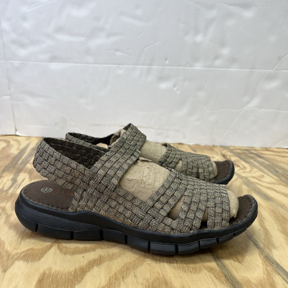 Bernie Mev Comfort Sandals Women Sz EU 37/US 6.5 Metallic Gold Bronze Woven